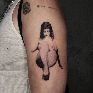 Illustrative tattoo by Kristianne aka krylve #kristianne #krylev #illustrative #pinup #portrait 