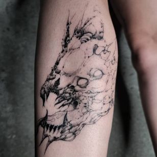 Illustrative tattoo by Kristianne aka krylve #kristianne #krylev #illustrative #monster #anime #manga #demon #surreal #darkart