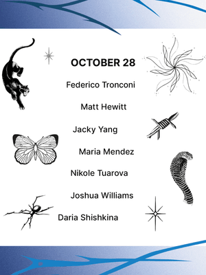 Tattoodo x Sans Patrie/ Flash Weekender, participating artists for October 28th 2023.