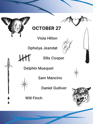 Tattoodo x Sans Patrie/ Flash Weekender, participating artists for October 27th 2023.