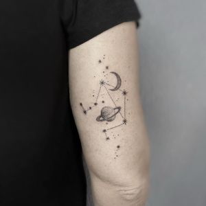 Dotwork Zodiac Tattoo by juancahierrotattoo #juancahierrotattoo #libra #zodiac #astrology #horoscope #constellation
