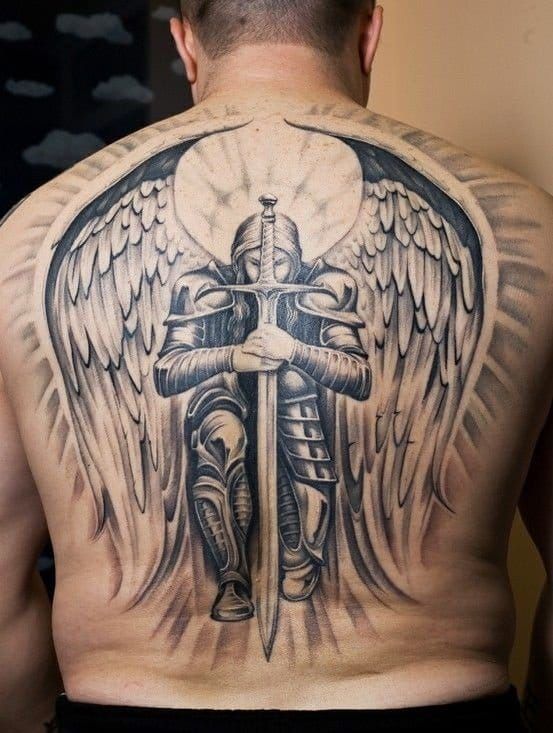 Drawn Tattoo Custom  San Miguel Arcangel Tattoo Design Transparent PNG   420x420  Free Download on NicePNG