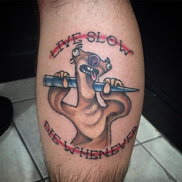 Amazing work done by jacobgwynntattoo of our favourite ice age squirrel  Scrat     Tags ttech ttechtattoo tattoo  Instagram