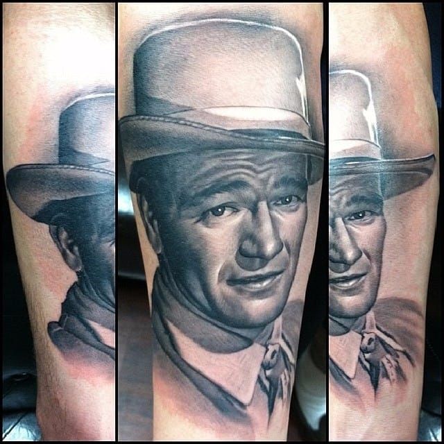 Lefty Colbert Custom Tattoos  Tattoos  Portrait  John Wayne Portrait  Tattoo healed