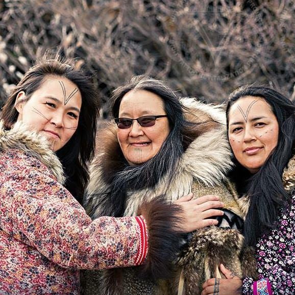Beautiful shot of three very empowered women. #AngelaHovakJohnston #empowerment #facialtattoos #Inuittattoos #tribaltatoos