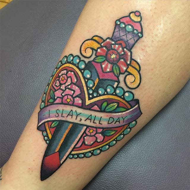 Okay, okay, okay via sarahktattoo #Beyonce #BeyDay #dagger #colorful #girly #lemonade #sarahktattoo #Slay #SlaySlaySlay #popculture #music #kawaii #illustrative