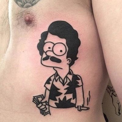 Pablo Escobart. Via Instagram @dicky1981 #Dicky #TheSimpsons #SimpsonsTattoo #Simpsons #Funny #Bart #PabloEscobar