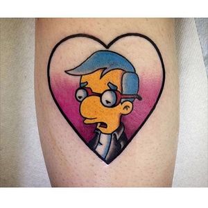 Poor Milhouse. Via Instagram @Mikeattack_tattoo #MikeAttack #TheSimpsons #SimpsonsTattoo #Simpsons #Funny #Milhouse