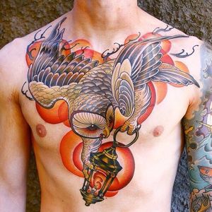 Traditional owl tattoo by  Dan Pemble #owl #traditional #color #vibrant