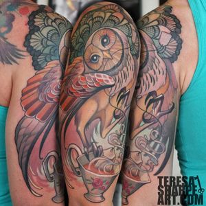 The portfolio of Best Ink winner Teresa Sharpe is full of cool owl tattoos. #owl #color #neotraditional #owltattoo #teresasharpe