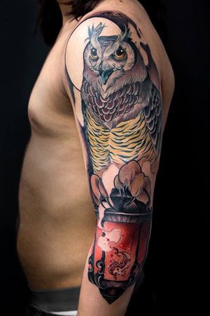 Cool sleeve by Antonio Gabriele #antoniagabriele #color #owl