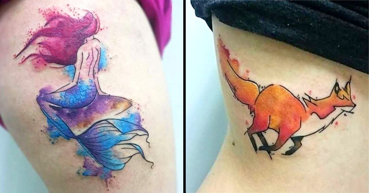 Sweet Watercolor Tattoos by Amanda Barroso • Tattoodo