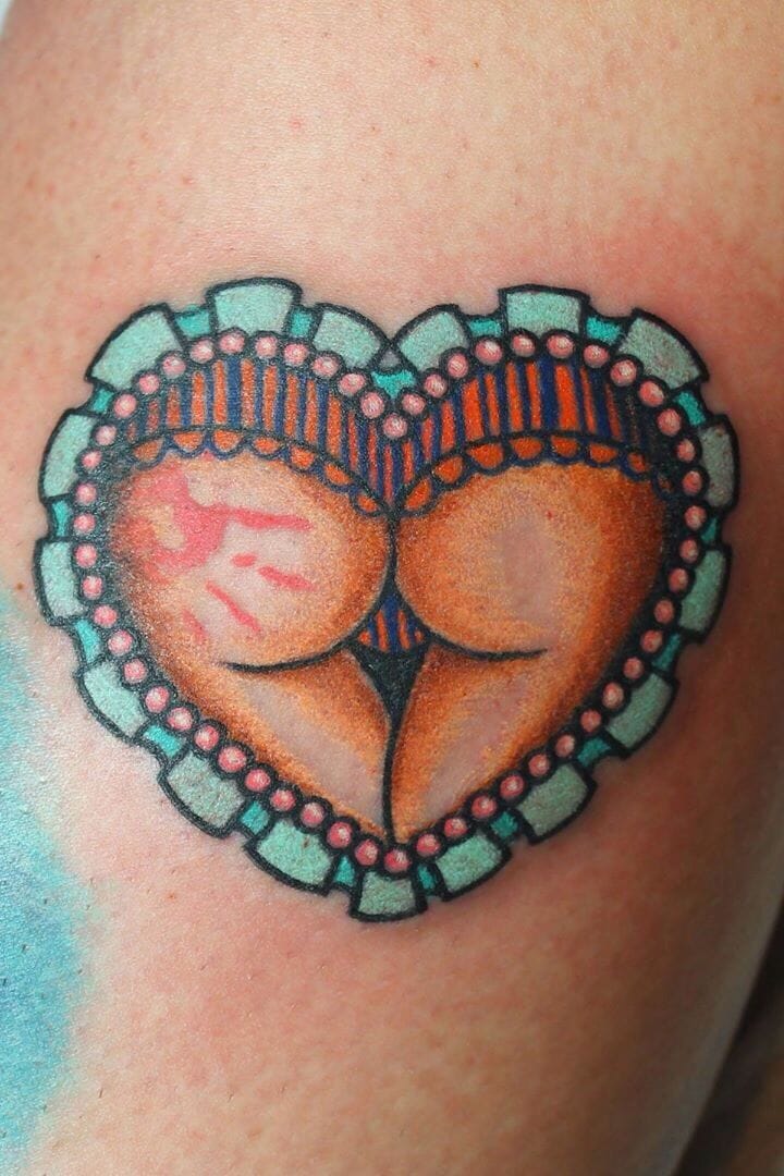 Heart Tattoo Porn - 10 Cheeky Booty Heart Tattoos â€¢ Tattoodo