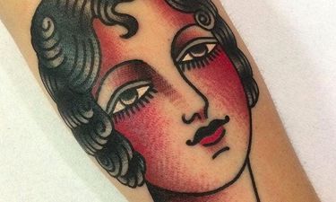 old school girl tattoo