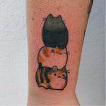 Pusheen tattoo by Jessica Friskney. #trio #pusheen #kawaii #cat #cute #neko #catlover