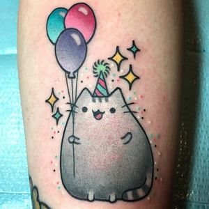 Pusheen tattoo by Alex Strangler. #AlexStrangler #pusheen #kawaii #cat #cute #neko #catlover #birthday