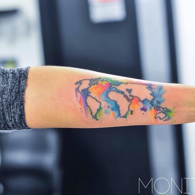 simple world map outline tattoo