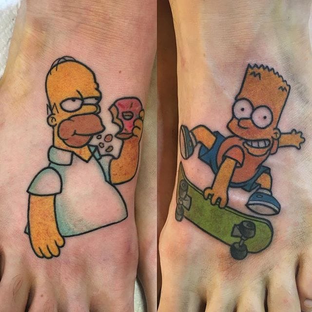 This Simpsons tattoo looks minimalist  but is actually an insane optical  illusion  HelloGigglesHelloGiggles