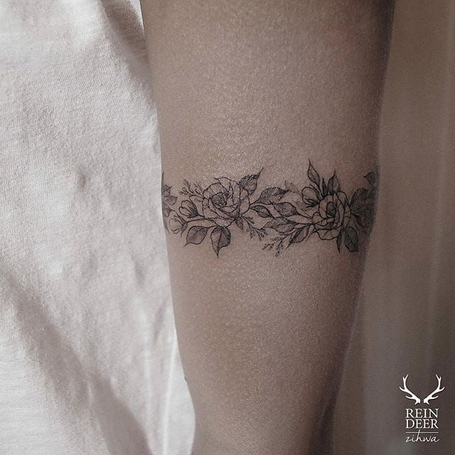 Flower band tattoo  Flower tattoo designs Floral tattoo sleeve Hexagon  tattoo