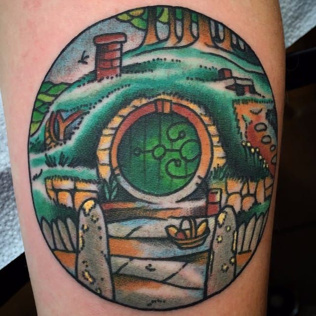 Hobbits green door tattoo  Tattoos Circle tattoo Fantasy tattoos