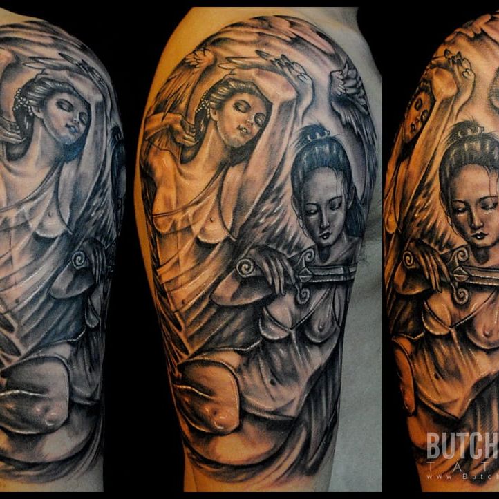 angel tattoo half sleeve designs