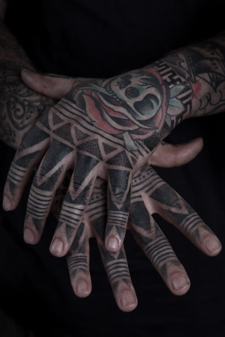 Sick hand tattoo done by the great artist 12bbk I love this artist so  much and you blackworkhand  Hand tattoos for guys Side hand tattoos  Evil tattoos
