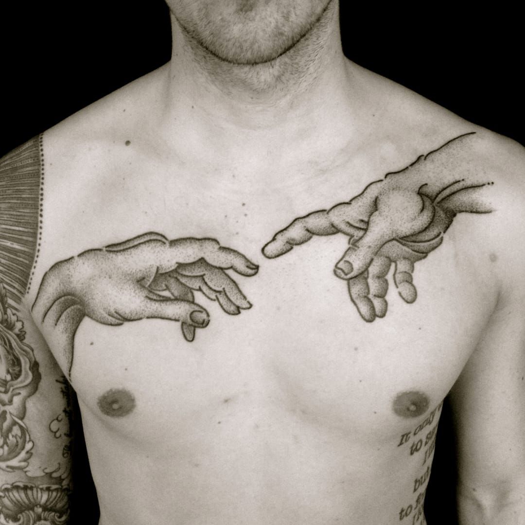 Tribute to Fine Arts: Michelangelo Hands Tattoos • Tattoodo