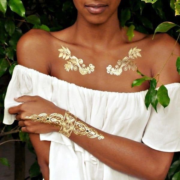 Wrapables® Celebrity Inspired Temporary Tattoos in Metallic Gold Silve