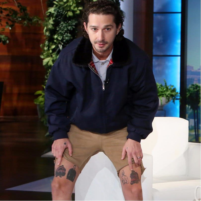Shia LaBeouf Really Got His Whole Chest Tattooed for The Tax Collector