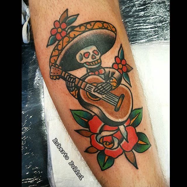 My skeleton mariachi trumpet player done by the driza at Niteowl TampaFL   rtattoos