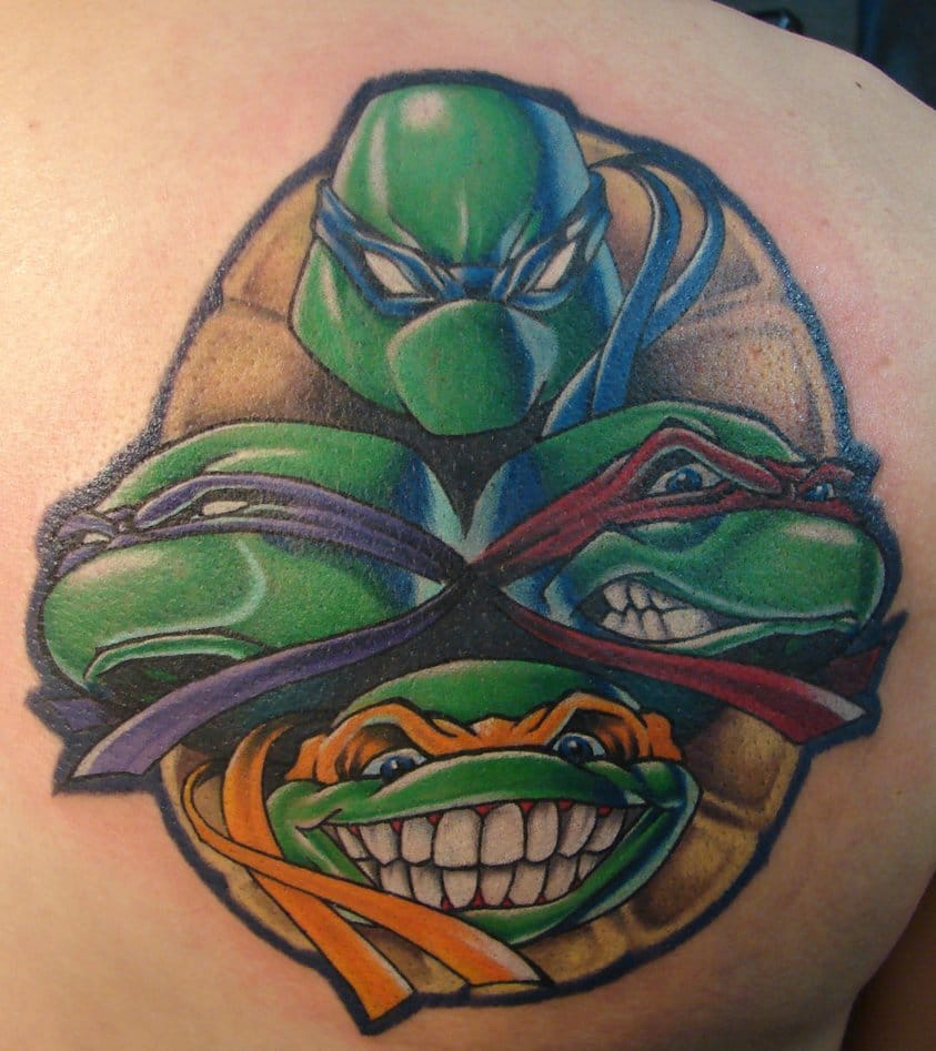 Teenage Mutant Ninja Turtles sleeve tattoo.