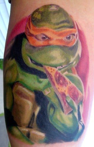 Realistic TMNTs Michelangelo portrait tattoo on the