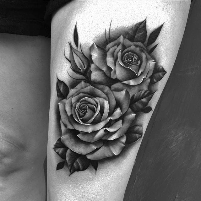 Black and Grey Bouquet of Flowers Tattoo  Love n Hate