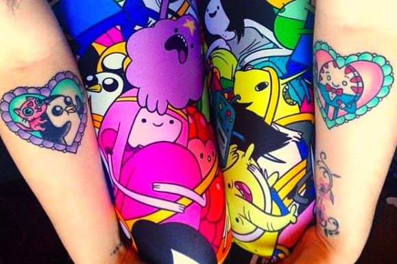 Colorful Adventure Time tattoo by Alex Strangler