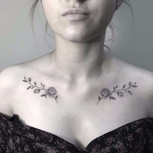 Rose tattoos on clavicle bone  Tattoogridnet