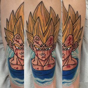 Super Saiyan Vageta tattoo by Adam Perjatel. #AdamPerjatel #anime #dragonball #dbz #dragonballz