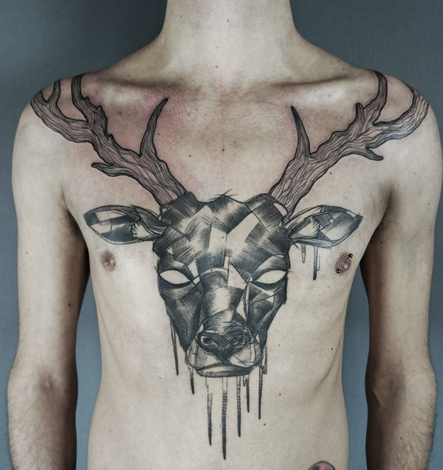 Discover 75+ geometric deer skull tattoo - thtantai2