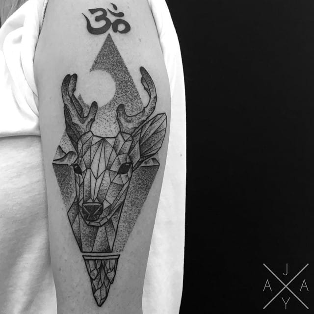 Dotwork by Jaya Suartika #deer #stag #stagtattoo #deertattoo #dotwork #JayaSuartika