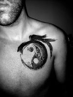 brushstroke style yin yang tattoo
