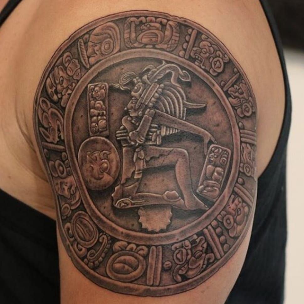 Frank Sanchez  Tattoos  Francisco Sanchez  black and grey Aztec tattoo
