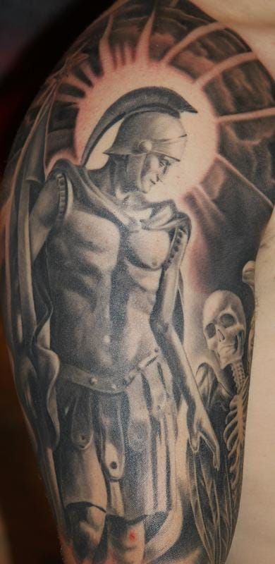 Tony Anderson created this stunning St. Florian shoulder piece