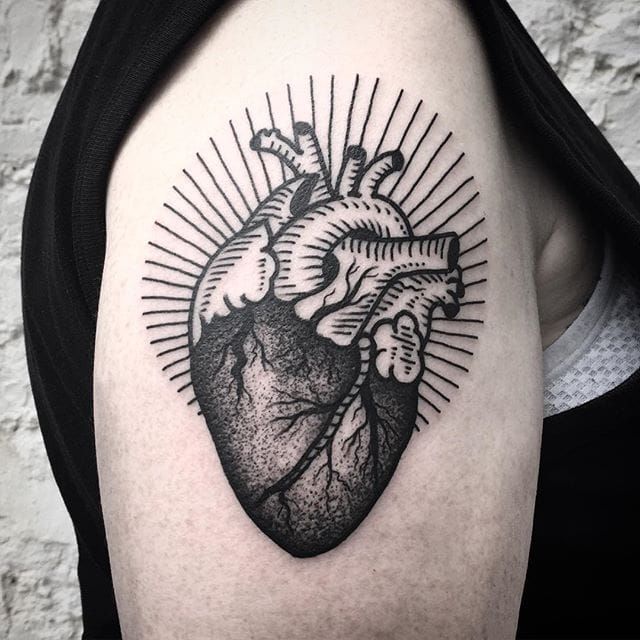 Traditional style anatomical heart by Matt Nemeth  Traditional heart  tattoos Heart tattoo Tattoo styles