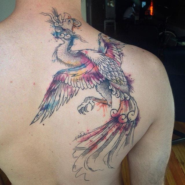 Freehand watercolor sketch Phoenix tattoo by Mentjuh on DeviantArt