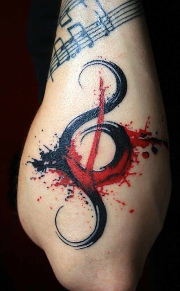 heart shaped music notes tattoo