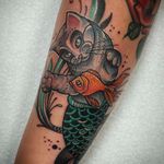 Purrmaid tattoo by Katie Dexter. #cat #mermaid #purrmaid #mythical #fantasy