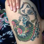 Purrmaid tattoo by Betty Rose. #cat #mermaid #purrmaid #mythical #fantasy #traditional