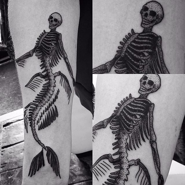 Tattoo uploaded by Emil Forsmann  Skeleton mermaid skeleton mermaid  tattoo  Tattoodo