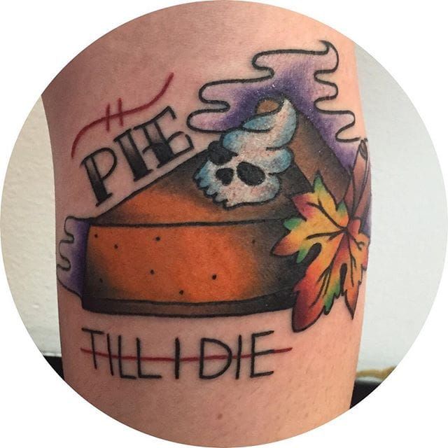 Emerald Tattoo Company UK on Twitter HAPPY THANKSGIVING DAY Check out  this cute little pumpkin pie tat rebeccytattoos did recently  emeraldtattoocompany talbotgreen southwales thanksgiving  happythanksgiving pumpkinpie tattoos 