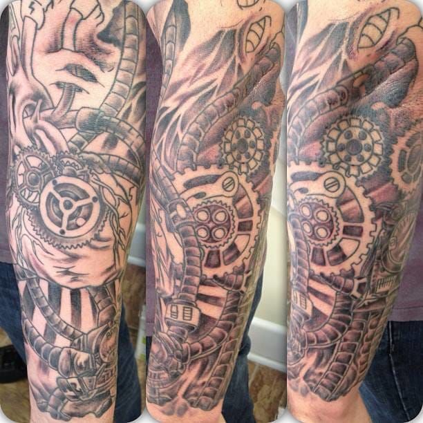 steampunk arm tattoo
