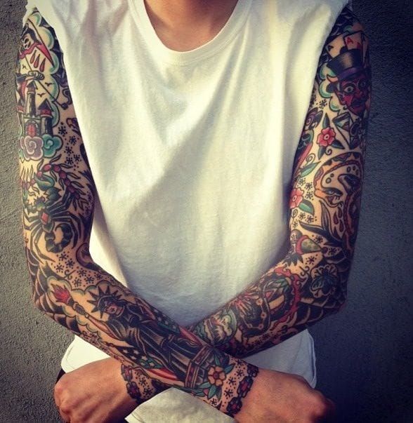 american style tattoo sleeve